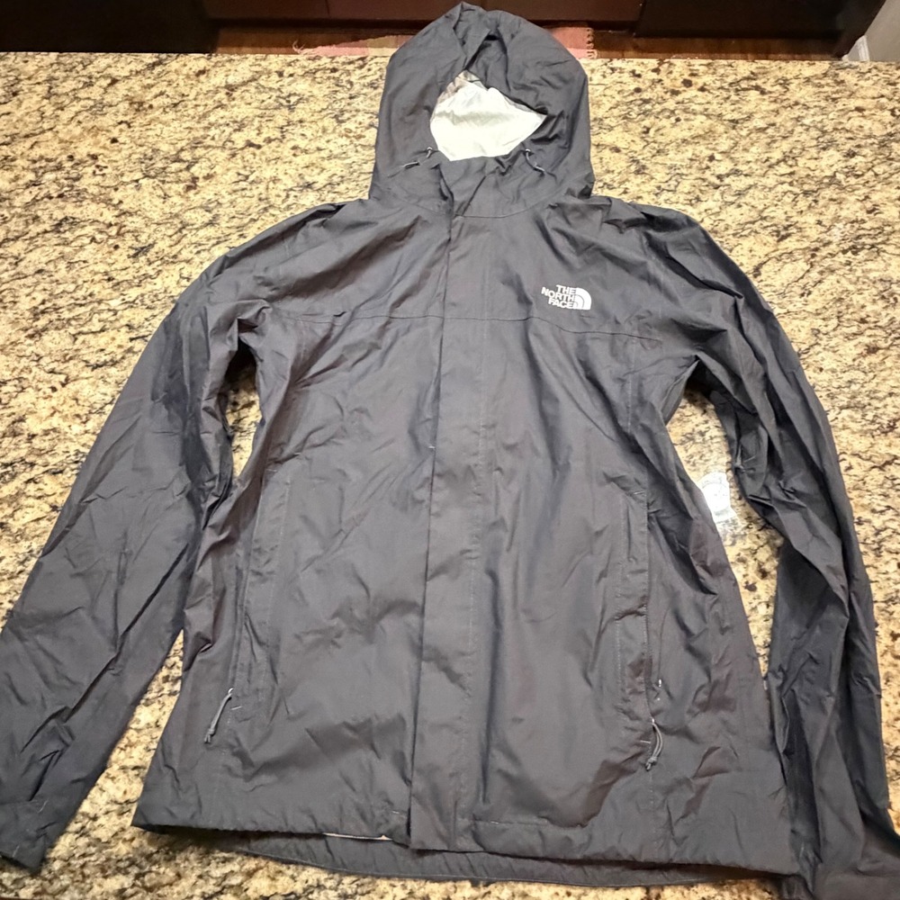 The North Face Mens DryVent Rain Jacket Gray Hooded Full Zip Shell Size M ws